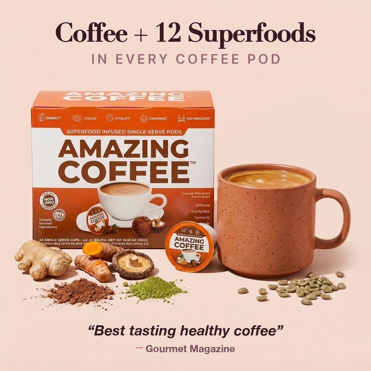 Amazing Coffee K-Cups — coffee plus 12 superfoods in every coffee pod