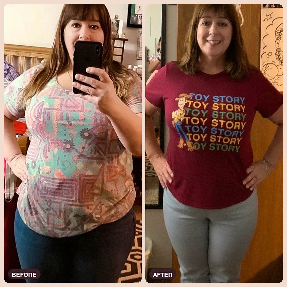 A customer's before and after photos, shown side by side