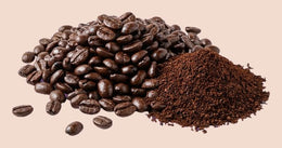 Dark roasted French Roast coffee beans and grounds